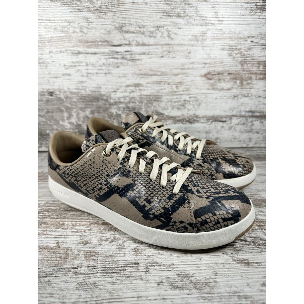 Women's Cole Haan GrandPro Tennis Snakeskin Embossed Leather Sneakers Sz 9B